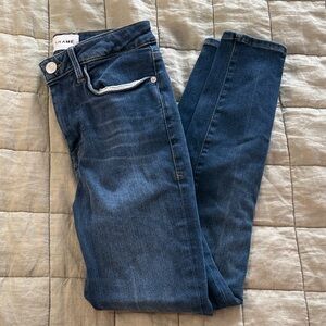 FRAME Le One Skinny Crop Jeans Size 1 Blue Stretch Denim